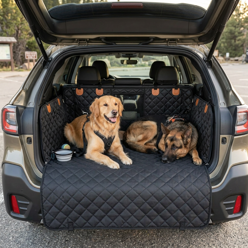 Close-up of the waterproof, tear-resistant fabric on the dog car seat cover